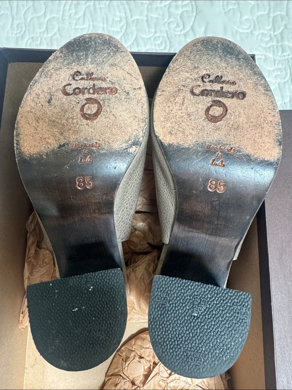 Cordero Taupe Leather Slingback Heels